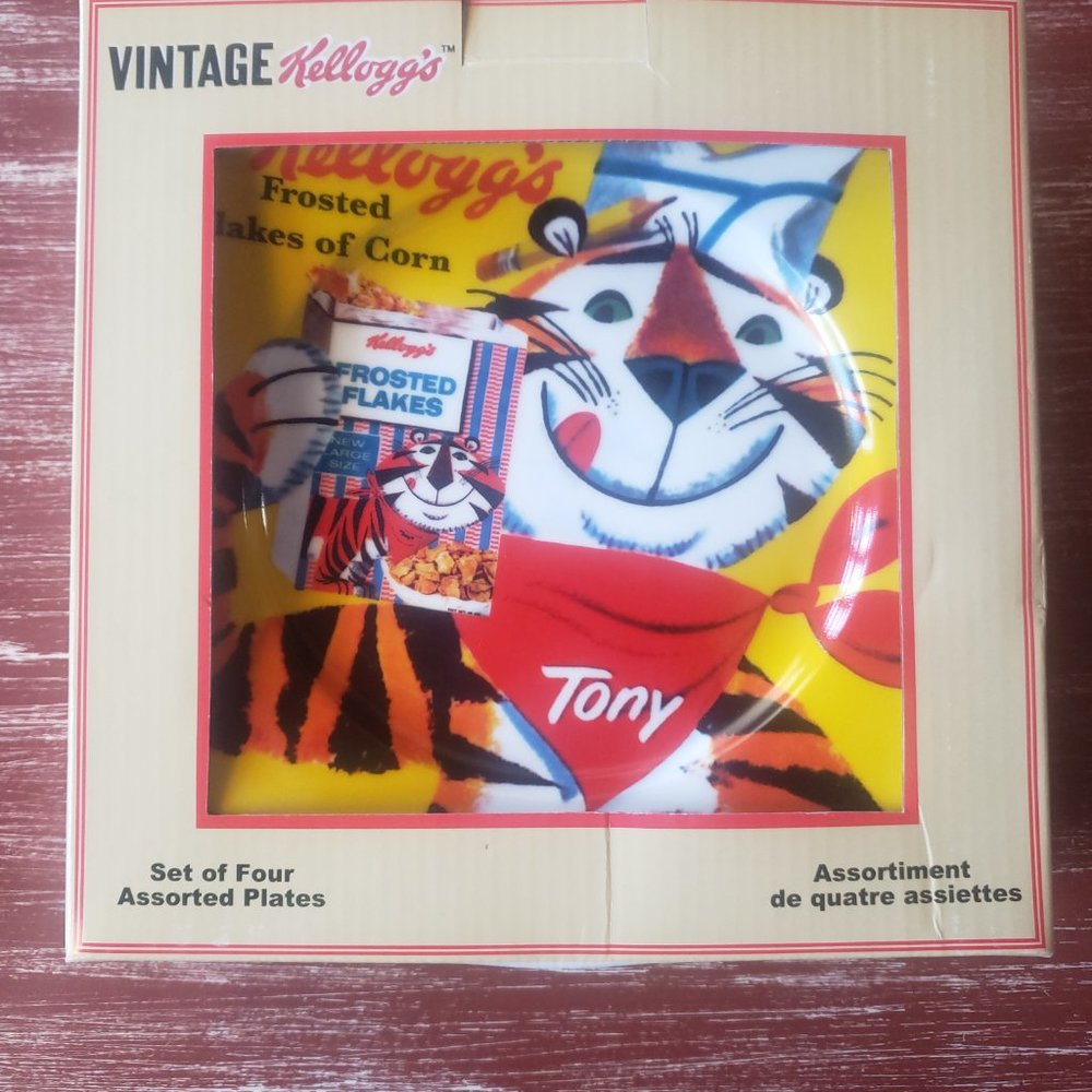 Kelloggs Retro Cereal Luncheon / Salad Plates - Set of 4 - Frosted Flakes - Tony